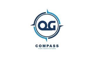 QG logo NAVIGATION for branding company. COMPASS template vector illustration for your brand.