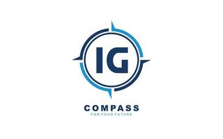 IG logo NAVIGATION for branding company. COMPASS template vector illustration for your brand.