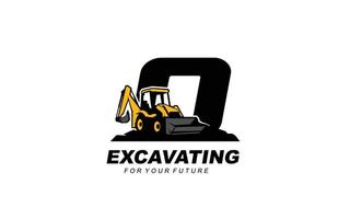 O logo excavator for construction company. Heavy equipment template vector illustration for your brand.