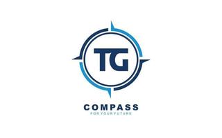 TG logo NAVIGATION for branding company. COMPASS template vector illustration for your brand.