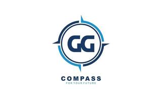 Navegación con el logotipo gg para la marca de la empresa. ilustración de vector de plantilla de brújula para su marca.