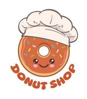 Cartoon Character of a Donut Wearing Chef's Hat vector