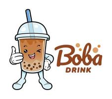 Cute Boba Drink Cartoon Character vector