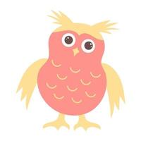 Cute funny owl. Forest bird cartoon character. vector