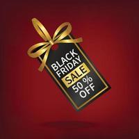 black friday promotion sale price tag with gold ribbon isolate vector