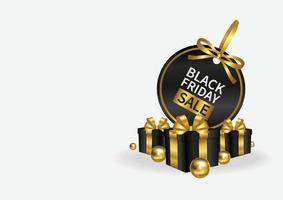 black friday sale price tag with gold ribbon banner vector