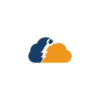 diseño de logotipo de concepto de forma de nube de trueno de llave inglesa. vector de diseño de plantilla de logotipo de reparación de flash