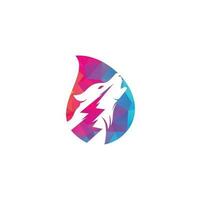 Thunder Wolf drop shape concept Logo design Vector. vector