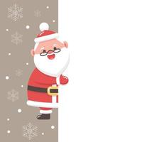 postal vectorial santa claus asomándose por detrás de un fondo blanco vector