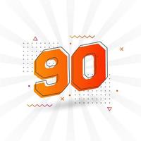 Alfabeto de fuente vectorial de 90 números. número 90 con vector de stock de elemento decorativo