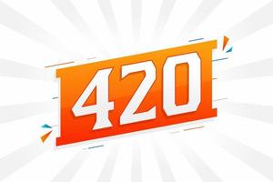 420 number vector font alphabet. Number 420 with decorative element stock vector