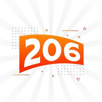 Alfabeto de fuente vectorial de 206 números. número 206 con vector de stock de elemento decorativo