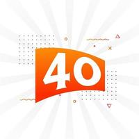 Alfabeto de fuente vectorial de 40 números. número 40 con vector de stock de elemento decorativo