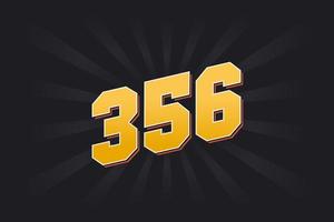 Number 356 vector font alphabet. Yellow 356 number with black background