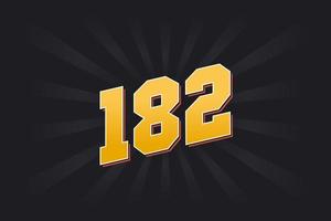 Number 182 vector font alphabet. Yellow 182 number with black background