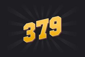 Number 379 vector font alphabet. Yellow 379 number with black background