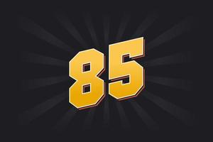 Number 85 vector font alphabet. Yellow 85 number with black background