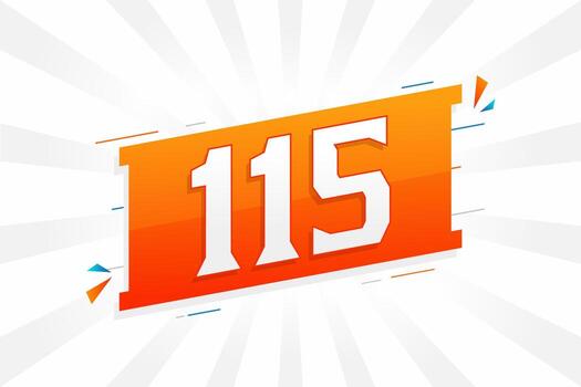 115 number vector font alphabet. Number 115 with decorative element stock vector