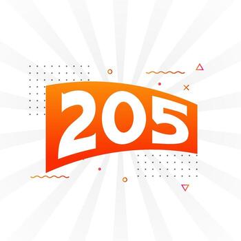 Alfabeto de fuente vectorial de 205 números. número 205 con vector de stock de elemento decorativo