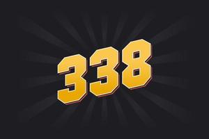 Number 338 vector font alphabet. Yellow 338 number with black background