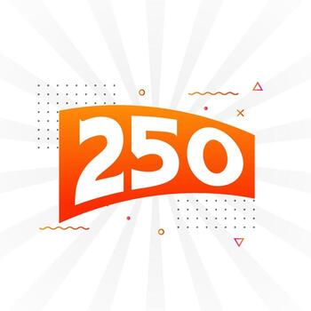 250 number vector font alphabet. Number 250 with decorative element stock vector