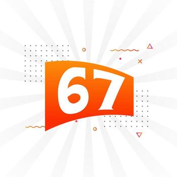 Alfabeto de fuente vectorial de 67 números. número 67 con vector de stock de elemento decorativo