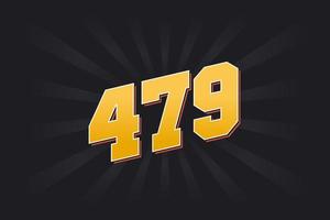 Number 479 vector font alphabet. Yellow 479 number with black background