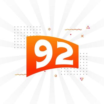 Alfabeto de fuente vectorial de 92 números. número 92 con vector de stock de elemento decorativo