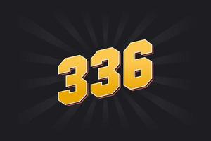 Number 336 vector font alphabet. Yellow 336 number with black background