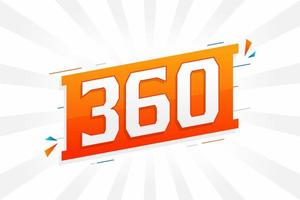 Alfabeto de fuente vectorial de 360 números. número 360 con vector de stock de elemento decorativo