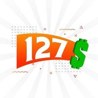 127 Dollar currency vector text symbol. 127 USD United States Dollar American Money stock vector