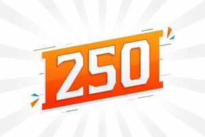 Alfabeto de fuente vectorial de 250 números. número 250 con vector de stock de elemento decorativo