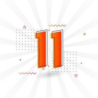 11 number vector font alphabet. Number 11 with decorative element stock vector