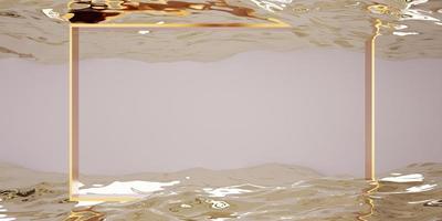 fondo del marco en la superficie del agua marco flotante en el agua decoración de texto e imagen ilustración 3d foto