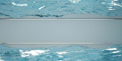 Frame background on water surface Floating frame on water Text and image decoration 3D illustration photo