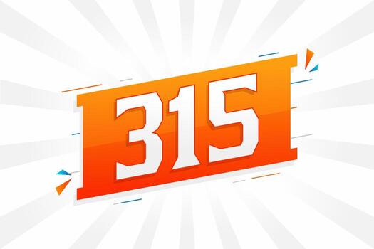 315 number vector font alphabet. Number 315 with decorative element stock vector