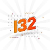132 number vector font alphabet. Number 132 with decorative element stock vector