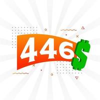Símbolo de texto vectorial de moneda de 446 dólares. 446 usd dólar de los estados unidos vector de stock de dinero americano