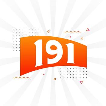 191 number vector font alphabet. Number 191 with decorative element stock vector