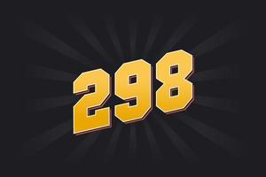 Number 298 vector font alphabet. Yellow 298 number with black background