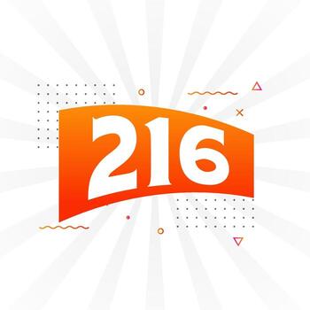 216 number vector font alphabet. Number 216 with decorative element stock vector