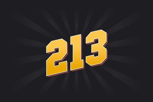 alfabeto de fuente vectorial número 213. número 213 amarillo con fondo negro vector