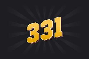 Number 331 vector font alphabet. Yellow 331 number with black background