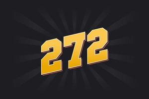 Number 272 vector font alphabet. Yellow 272 number with black background