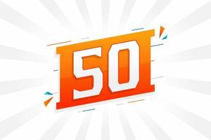 Alfabeto de fuente vectorial de 50 números. número 50 con vector de stock de elemento decorativo