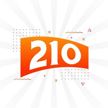 210 number vector font alphabet. Number 210 with decorative element stock vector
