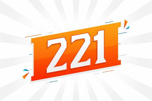 221 number vector font alphabet. Number 221 with decorative element stock vector