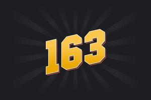 Number 163 vector font alphabet. Yellow 163 number with black background