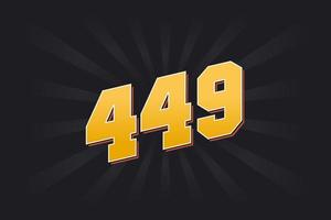 Number 449 vector font alphabet. Yellow 449 number with black background