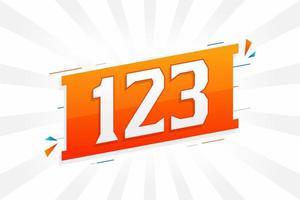 123 number vector font alphabet. Number 123 with decorative element stock vector